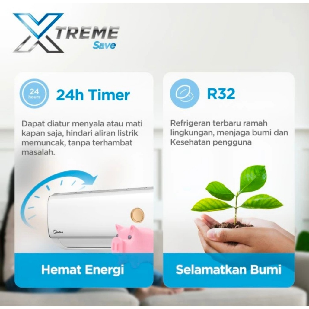 Midea Ac 3/4 PK MSFQ-07CRN8 - Non Inverter - Hyper Grapfin - Fast Cooling - I Clean - Dual Filter - Image 3