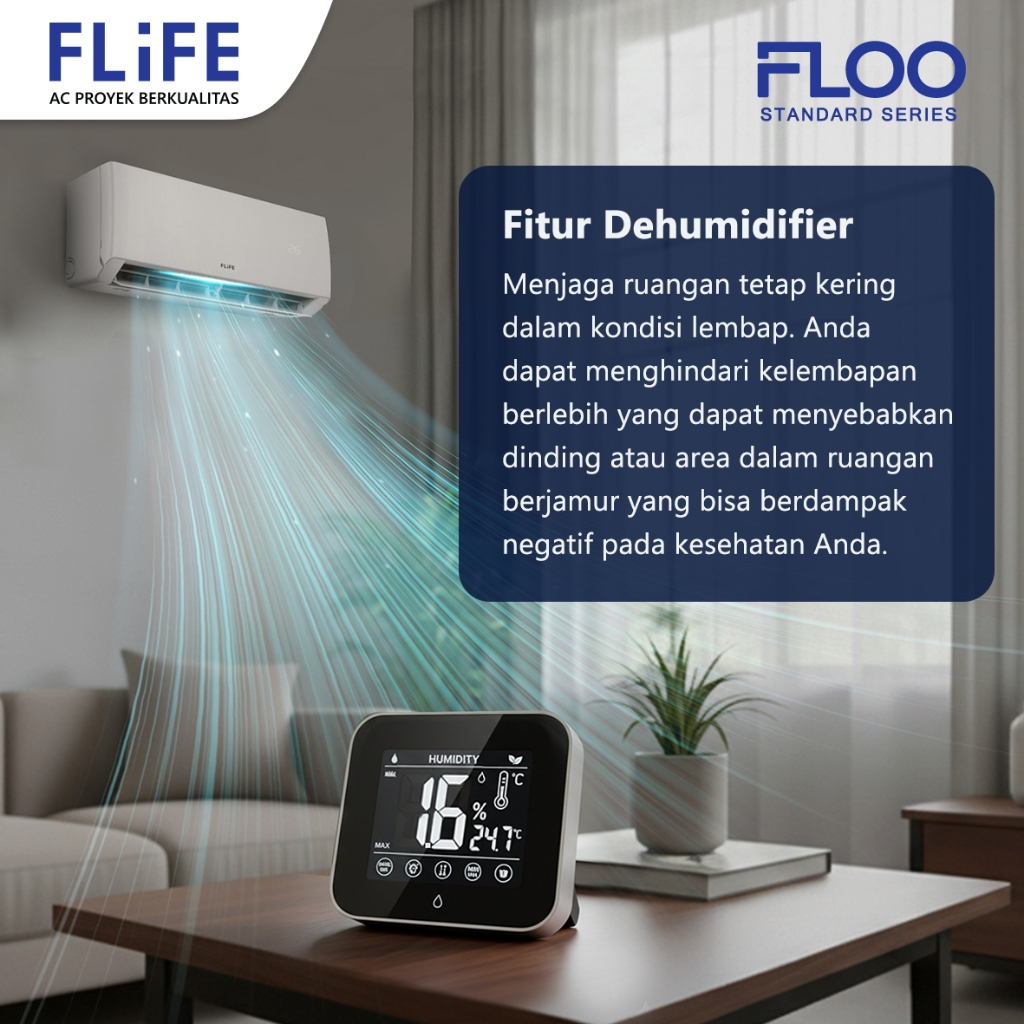 Ac Flife 1 PK FAC-09FLOO 9500 Btu/h LED Display SelfCleaner I-Feel Dehumidifier Evaporator Goldfin - Garansi 5 Tahun Sparepart 10 Tahun Kompressor - Image 5