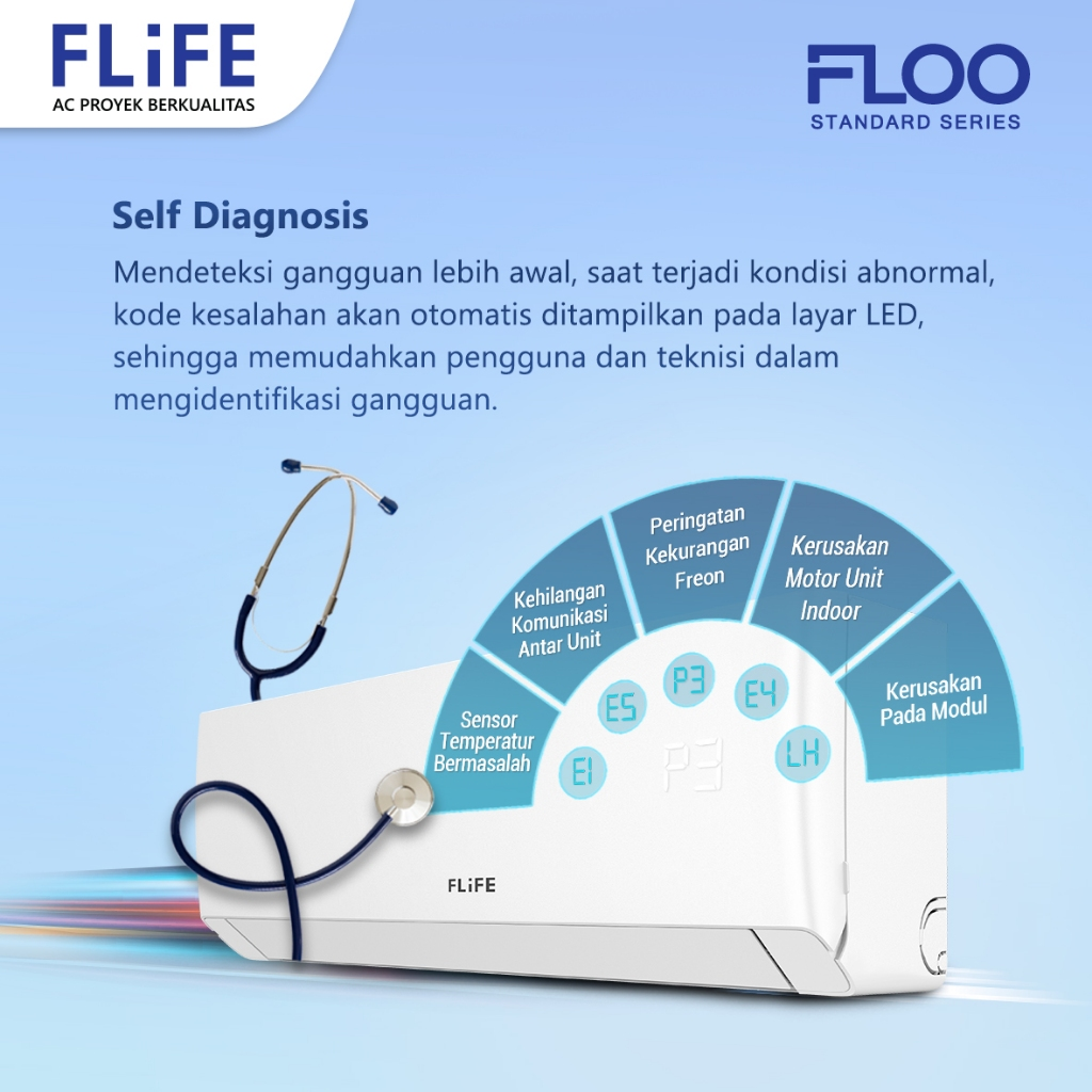 Ac Flife 1 PK FAC-09FLOO 9500 Btu/h LED Display SelfCleaner I-Feel Dehumidifier Evaporator Goldfin - Garansi 5 Tahun Sparepart 10 Tahun Kompressor - Image 6