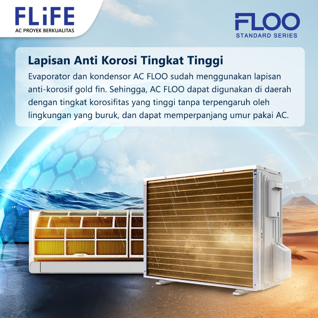 Ac Flife 1 PK FAC-09FLOO 9500 Btu/h LED Display SelfCleaner I-Feel Dehumidifier Evaporator Goldfin - Garansi 5 Tahun Sparepart 10 Tahun Kompressor - Image 4