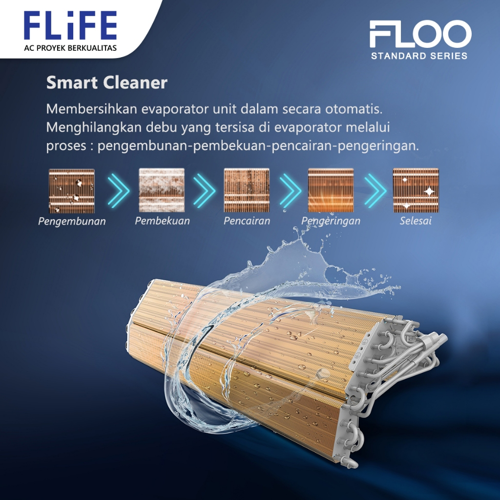 Ac Flife 1 PK FAC-09FLOO 9500 Btu/h LED Display SelfCleaner I-Feel Dehumidifier Evaporator Goldfin - Garansi 5 Tahun Sparepart 10 Tahun Kompressor - Image 3